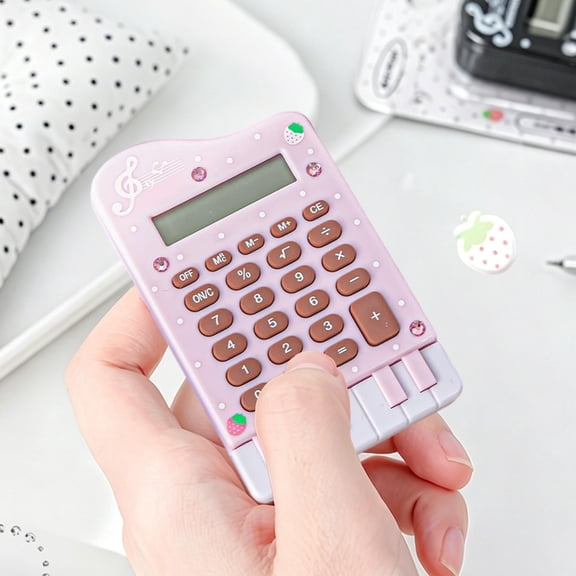 Byujiro Cute Piano-Themed 8-Digit Pocket Calculator, Mini Portable Basic Calculator for Students, Office, School & Daily Math Use