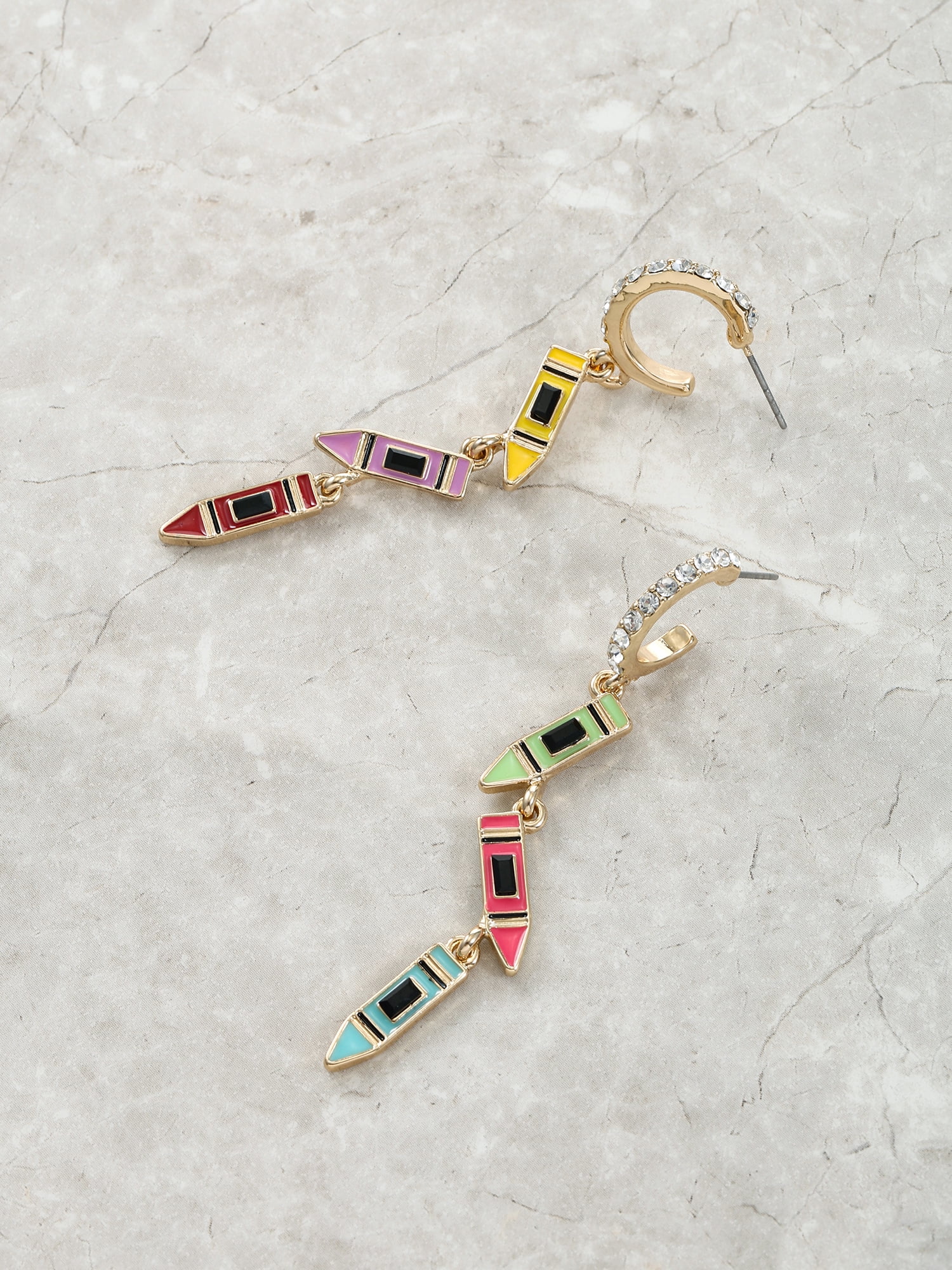 Packed Party Women's Rainbow Crayon Dangling Stud Earrings, 1 Pair