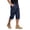 Navy_002, variant on Mens Capri Long Elastic Cargo Shorts Below Knee Shorts 3/4 Cargo Casual Shorts with Multi-Pockets Navy L
