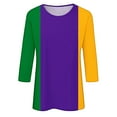 thumbnail image 5 of YUGYXL Women's Mardi Gras 3/4 Length Sleeve Shirts Novelty Tie Dye Loose Comfy Tshirts Ladies Crew Neck Tunic Fit Tees Celebration Carnival Party Tops Sales, 5 of 5