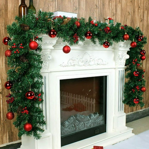 270cm Christmas Garland, Christmas Garland with Lights, Outdoor Christmas Garland, Pre-lit Christmas Garland for Interior Decoration, FireplChristmas Lighted Garland, Christmas Garland Garland Wreath