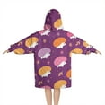 thumbnail image 2 of Cute Hedgehogs and Pioneer Flower Pattern Blanket Hoodies for Kids 6-13YR Oversize Wearable Blanket Hoodies for Boys Girls Teens, 2 of 7