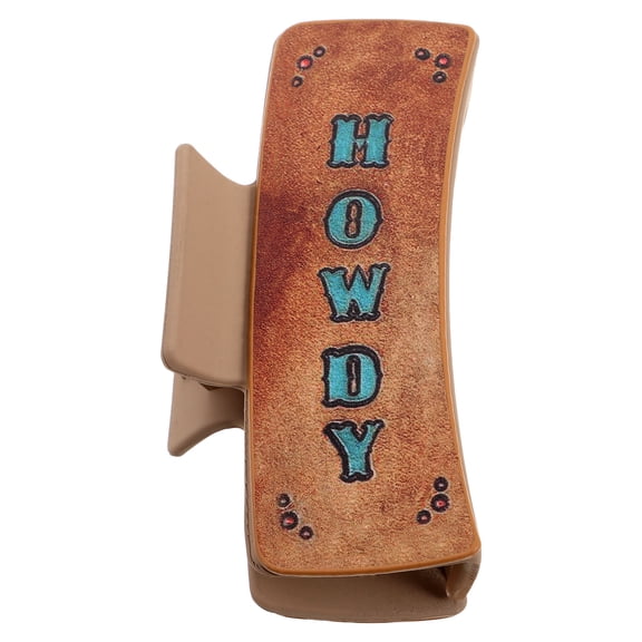 OUNONA Large Brown Claw Hair Clip in Western Faux with Letter Detail for Thick Hair