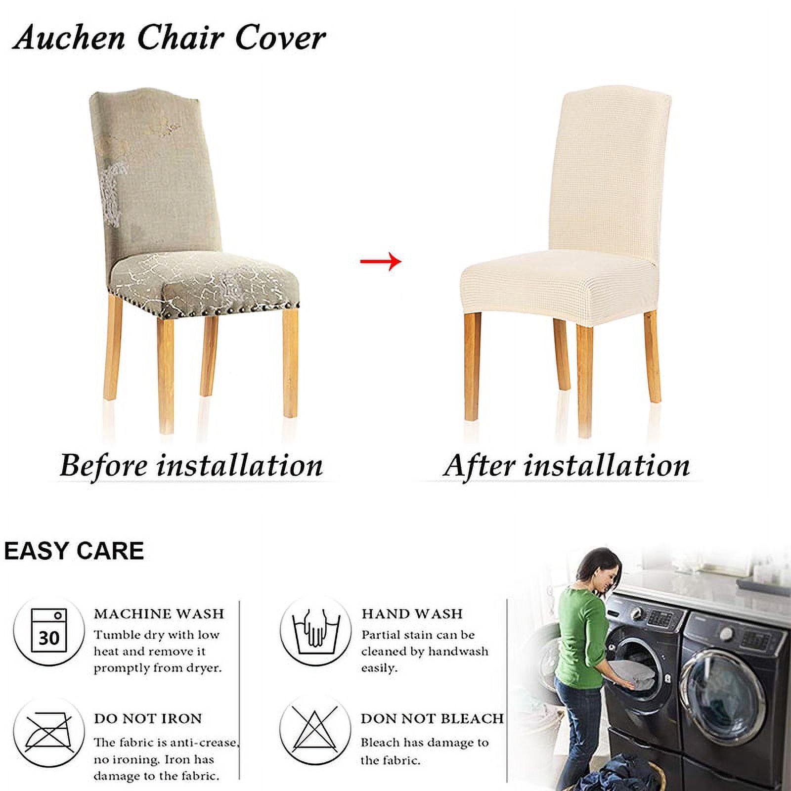 Chair Slipcover, AUCHEN Super Stretchy Dining Chair Covers Set of 2, Parsons Chair Protector Covers Chair Covers for Dining Room, Furniture Protector Covers for Restaurant Hotel Ceremony (Beige) - image 3 of 9