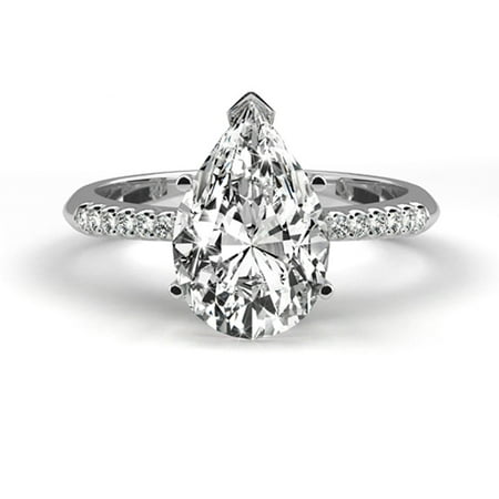 Platinum Diamond Engagement Ring Natural 1.21 Carat Weight Pear Shaped G