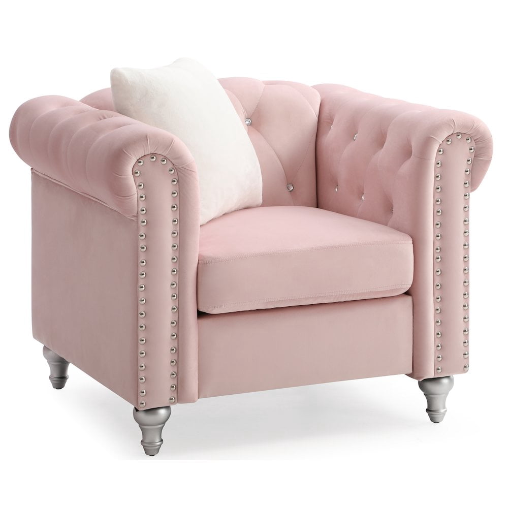 Glory Furniture Raisa Accent Chair in Pink Color
