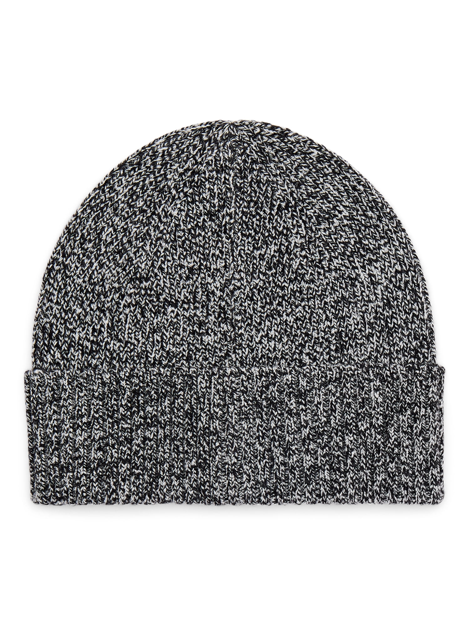 Time and Tru Women's Ribbed Beanie, Black Soot/Winter White