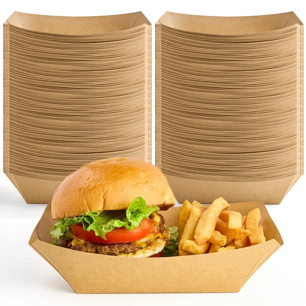 Bandejas desechables para alimentos ZORRITA, 4 libras, 100 paquetes de papel kraft