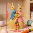 thumbnail image 3 of 2PCS Easter Resin Bunny Family Figurine 3 Rabbits 3.54in Tabletop Decorations with Egg and Carrots, 3 of 8