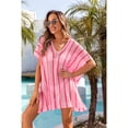thumbnail image 2 of Tignapoo Robe de Plage en Tricot Ajouré Été 2024 avec Détails en Dentelle, Tunique Bikini Ample en Rose, Tissu Extensible en Polyester, 2 of 6