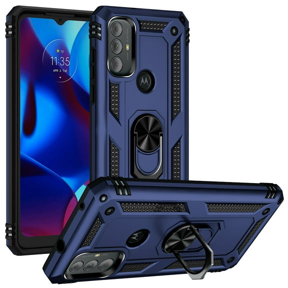 Compatible with Motorola Moto G Power 2022 Case Built-in 360 Ring Holder Kickstand, Extreme Protection Military Armor Magnetic Car Dual Layer Protective Heavy Duty Phone Cover,Blue