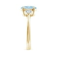 thumbnail image 3 of ANGARA Natural 1.5 ct Aquamarine and Diamond Three Stone Engagement Ring in 14K Yellow Gold for Women (Size-9x7mm) | March Birthstone, Anniversary, Jewelry Gift for Women | Natural Aquamarine Ring, 3 of 9