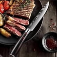 thumbnail image 5 of TVQUYET 6-Piece Steak Knives Set Wood Handle Non Serrated,4.5" Damascus Laser Stainless Steel Steak Cutting Knife for Kitchen and Restaurant Gift Men, 5 of 7