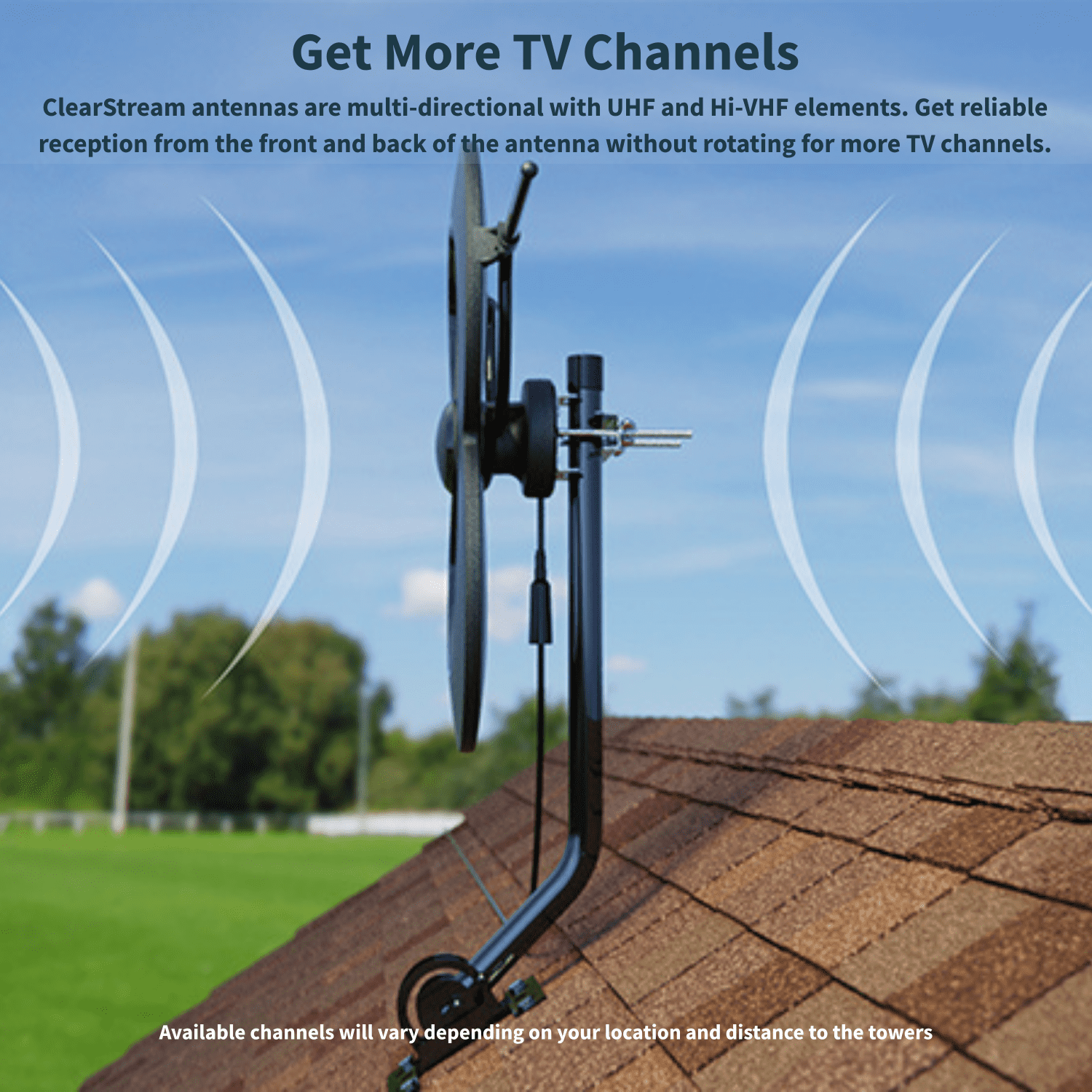 Antennas Direct ClearStream 4MAX Indoor Outdoor TV Antenna, Multi-Directional, 70 Mile Range, Mast