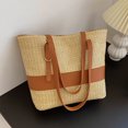thumbnail image 3 of Bolsos de playa de gran capacidad bolso tejido para mujer bolso de compras sencillo hecho a mano totalizador, 3 of 9