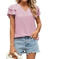thumbnail image 1 of Birdeem Chemise Blouse à Manches Courtes à Col en V pour Femmes, Mode Décontractée Printemps et Été, 1 of 7