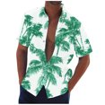 thumbnail image 2 of Blusa y camisa de manga corta con cuello vuelto Camisa casual para hombre Camisa de bolos vintage de manga corta Camisas de verano de playa cubana Camisa con botones Blusa para hombre Poliéster, 2 of 5