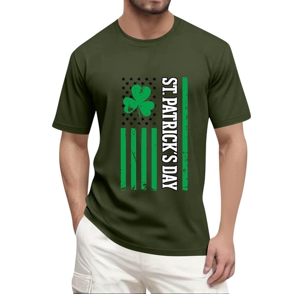 Men's St. Patrick's Day Shamrock T Shirt Short Sleeve Casual Clover Graphic Tee