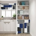 thumbnail image 2 of Navy Blue Geometric Kitchen Curtains Checkered Window Curtains Valance and Tier Set 36 Inch, Black Grey White Short Tier Curtain, Modern Abstract Small Kitchen Decor, 2 of 5
