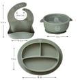 thumbnail image 7 of Love and Adore Unisex Silicone Feeding Set 4pc-Bib, Suction Bowl, Lid and Suction Plate- Green, 7 of 7