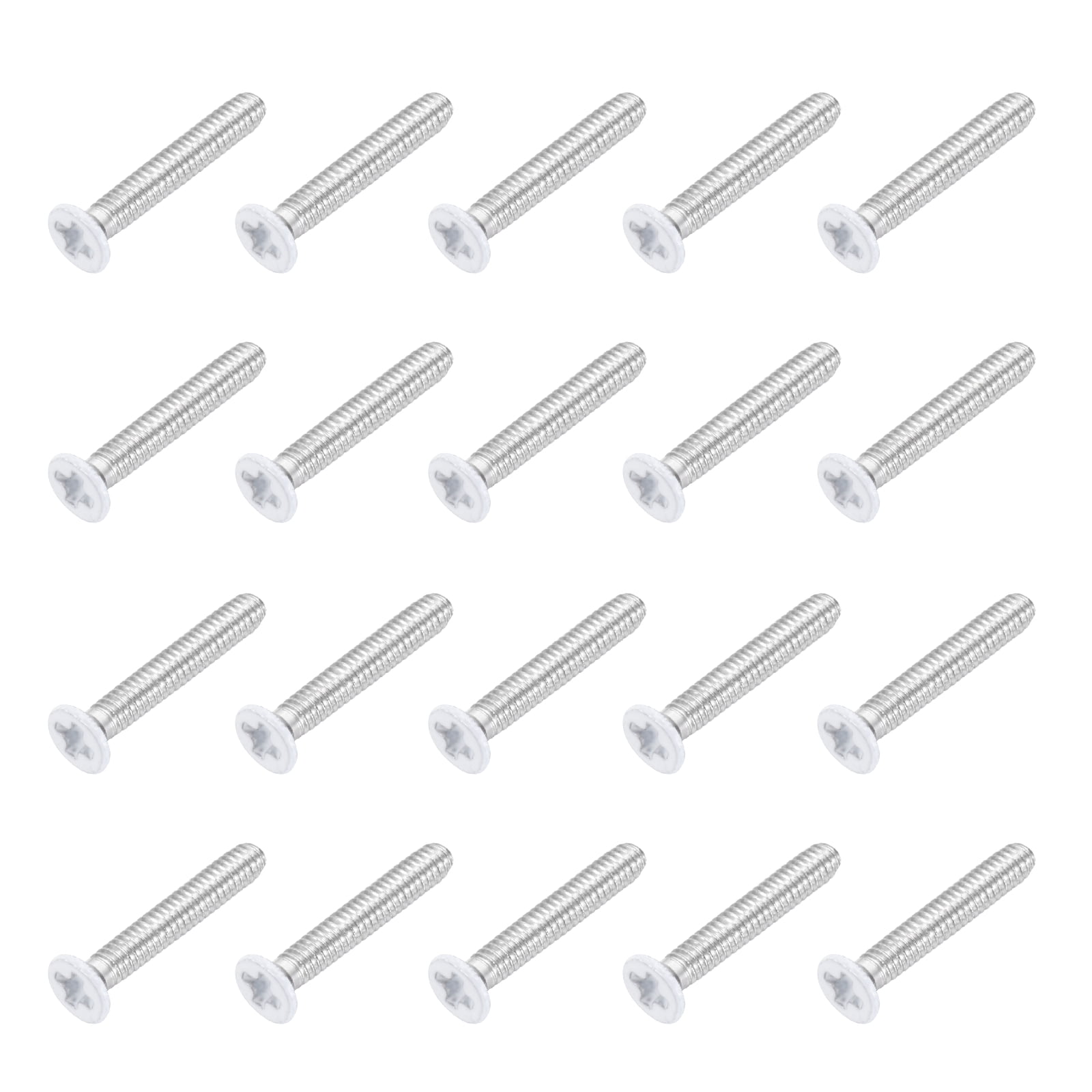 Uxcell M2 x 12mm Flat Countersunk Head Machine Screws 304 Stainless Steel Full Thread Phillips Drive Cross Screw for Furniture Connection Electrical Appliances (White Pack of 20)