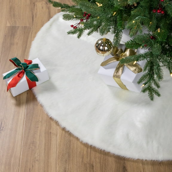 Northlight Polar Bear Faux Fur Christmas Tree Skirt - 48" - White