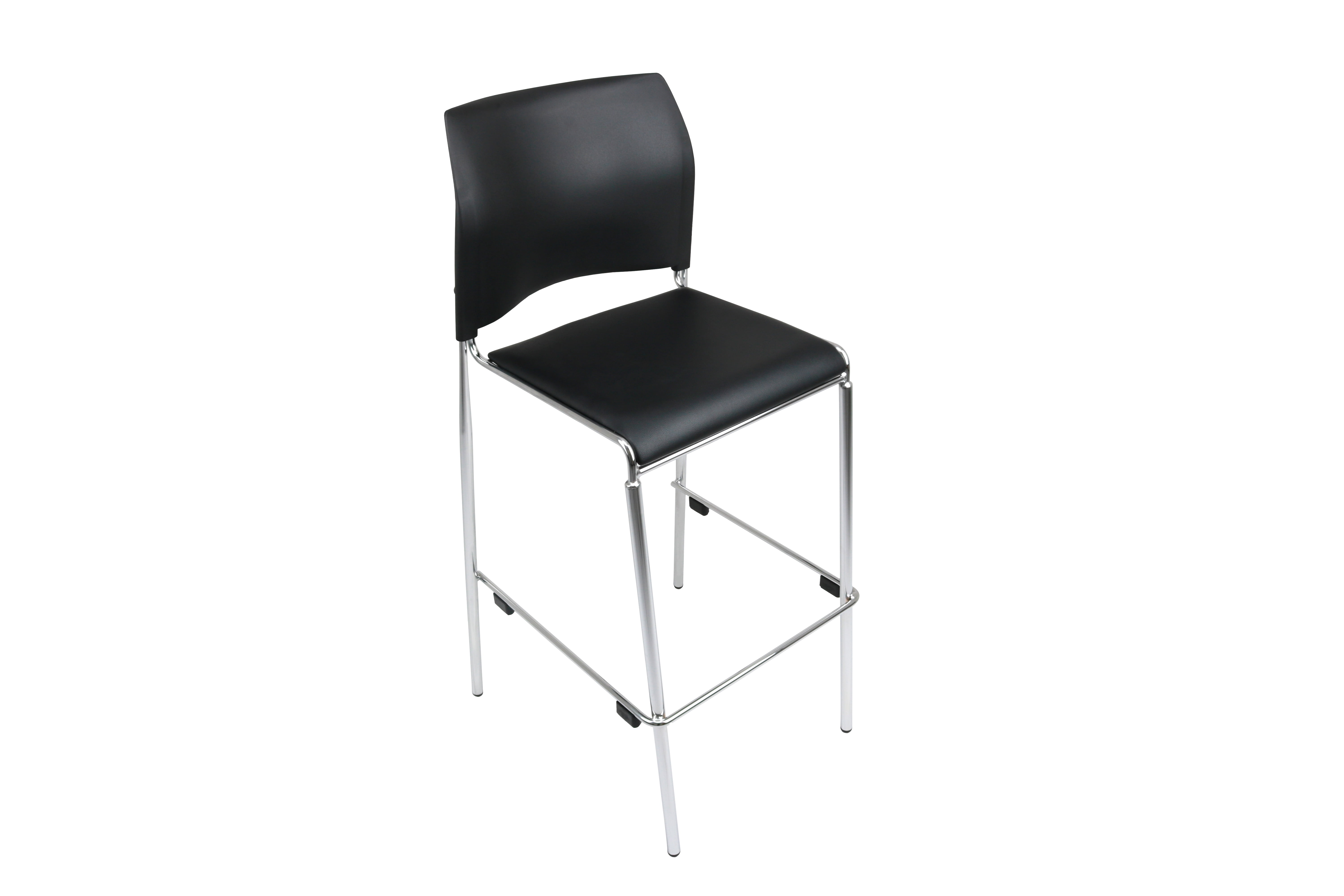 Hampden Furnishings Jody Collection 30-Inch Bar Height Vinyl Padded Stack Stools, Black, 4-Pack