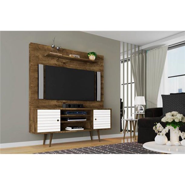 Amazon Com Manhattan Comfort Liberty Collection Mid Century Modern Tv Stand With One Cabinet And Two Open Shelves With Splayed Legs Wood Teal Furniture Decor