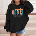 thumbnail image 2 of SONXAHE Big Girl's Cross Faith Text Print Hoodie Long Sleeve Hoodies Casual Daily Sweatshirts,Black, 2 of 4
