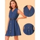 thumbnail image 2 of INSPIRE CHIC Vestido Camisero Sin Mangas De Corte En A Con Botones En La Parte Delantera Y Cintura Alta De Mezclilla Vintage Para Mujer Azul XS, 2 of 5