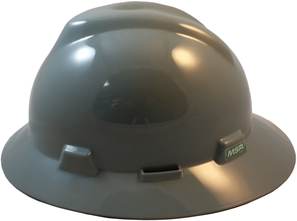 MSA V-Guard with Staz On Suspensions - Full Brim Hard Hats and Safety Tote - Gray