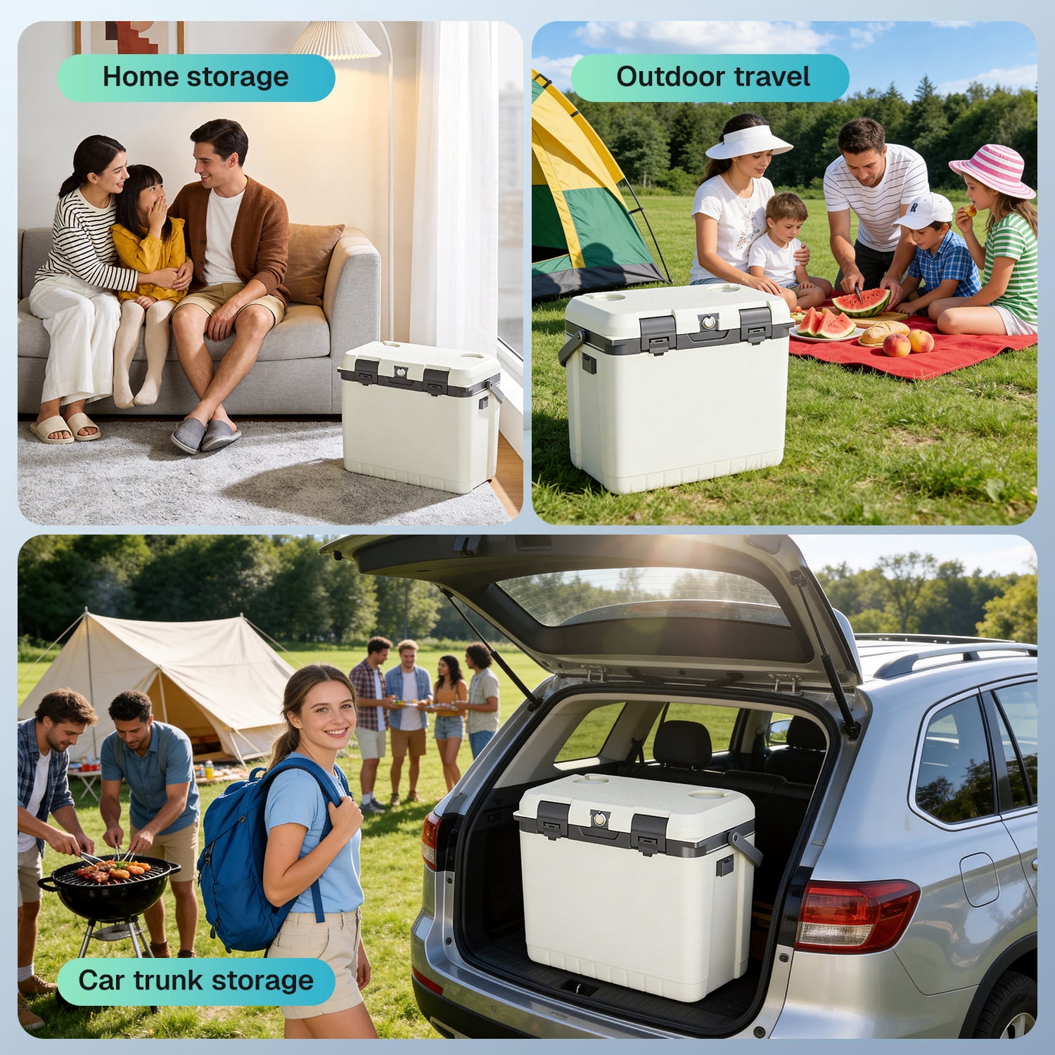 BN-LINK 30 Quart Cooler, Insulated Hard Ice Chest with Handle, Portable Hard Cooler for Camping,Travel,Picnic, Family Gatherings,White