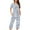 Light Blue#2, variant on Women's Summer Floral Print Henley Sleepwear Set - Button-Up Short Sleeve Top Capri Pants with Side Pockets Stretchy Pajamas Set Loungewear (S-3XL)