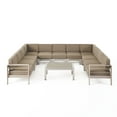 thumbnail image 1 of Melissa Outdoor Aluminum U-Shaped Sofa Sectional and Table Set, Silver and Khaki, 1 of 17
