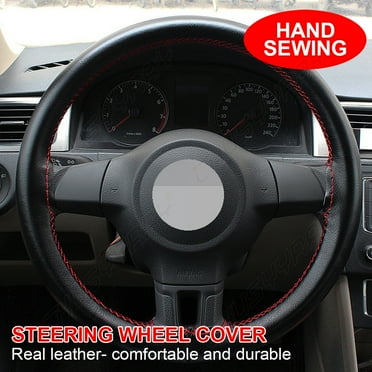 CHUSYYRAY 15" Steering Wheel Cover Genuine Leather for 2016 2017 2018 Dodge RAM 1500 2500