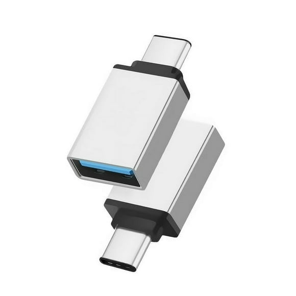 2Pcs USB to USB C Adapter, USB C to USB Adapter, Type C to USB OTG Adapter USB-C Male to USB 3.0 Female Adapter Charger Data Sync Converter, Silver