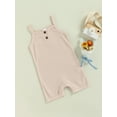 thumbnail image 3 of Baby Boy Girl Romper Solid Color Square Neck Sleeveless Jumpsuit, 3 of 8
