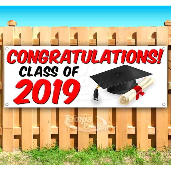 Congrats! Class Of 2019 V2 13 oz Vinyl Banner With Metal Grommets