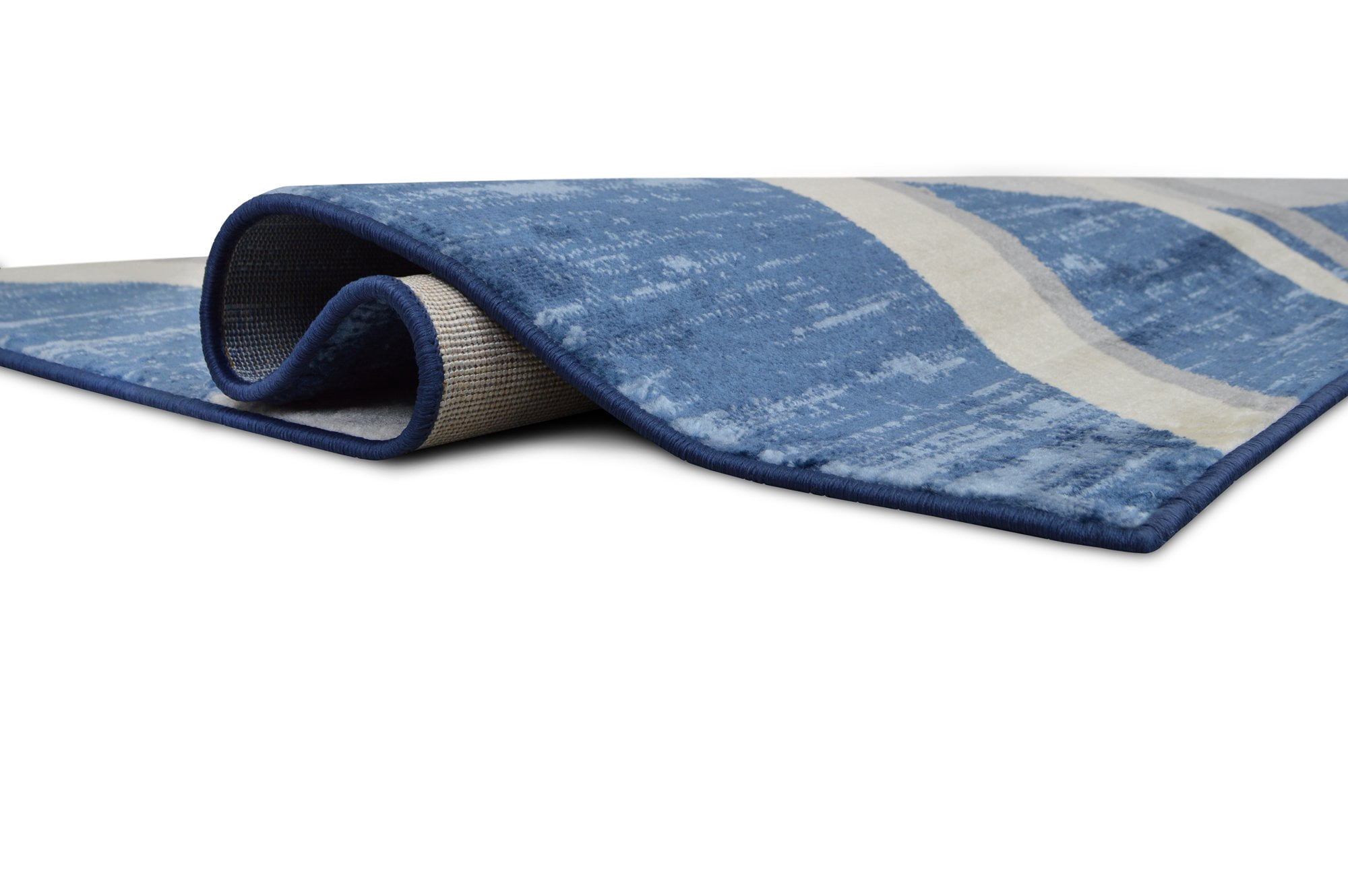 HR Abstract Rugs Luxury Livingroom Carpet Modern Contemporary 8x10 Blue Rug Ultra-Soft Shed Free Stain Resistant Swirls Blue/Silver/Gray/White 7'74" x 10'