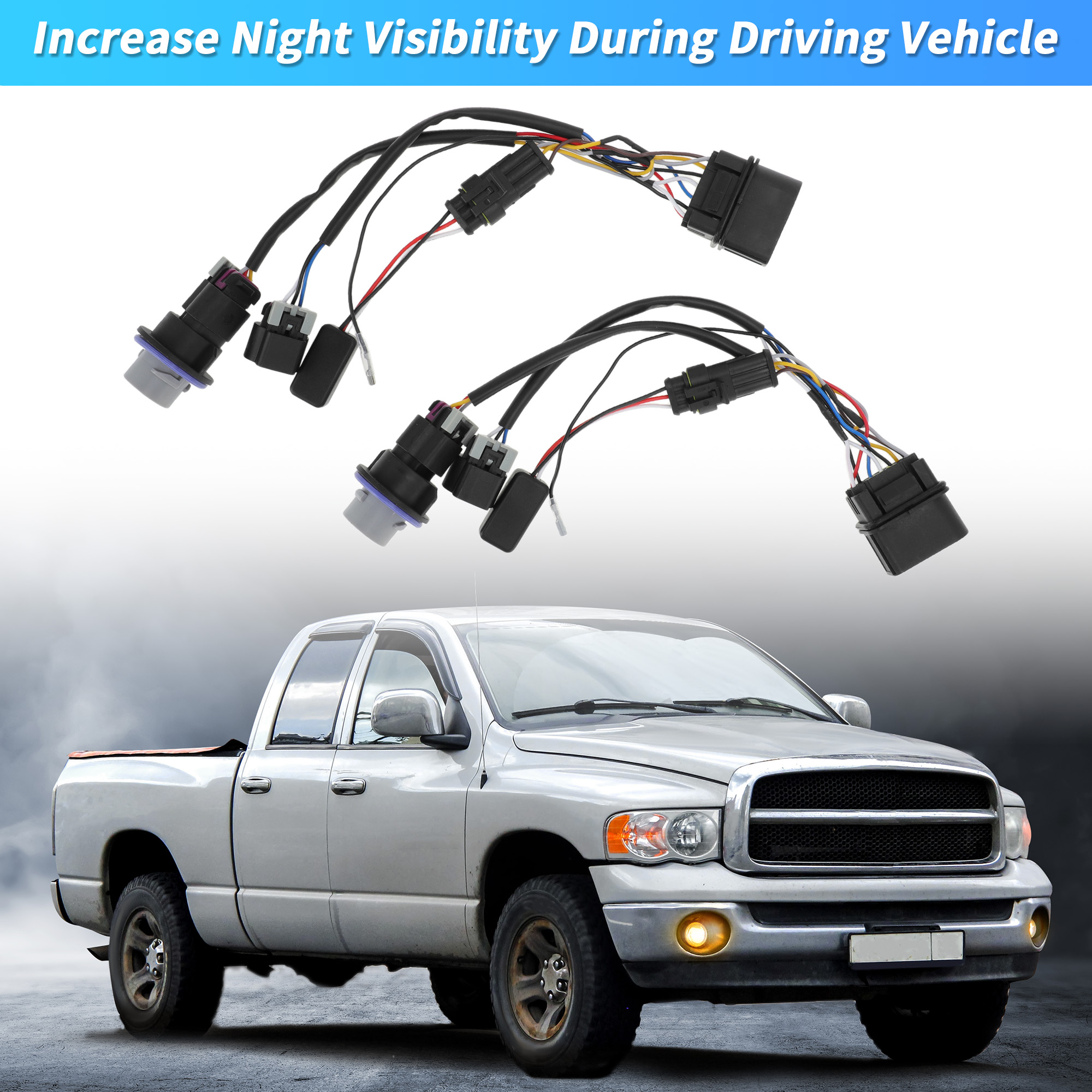 Unique Bargains 2pcs Projector Headlight Adapter Wires for Ram 1500/2500/3500 2013-2018