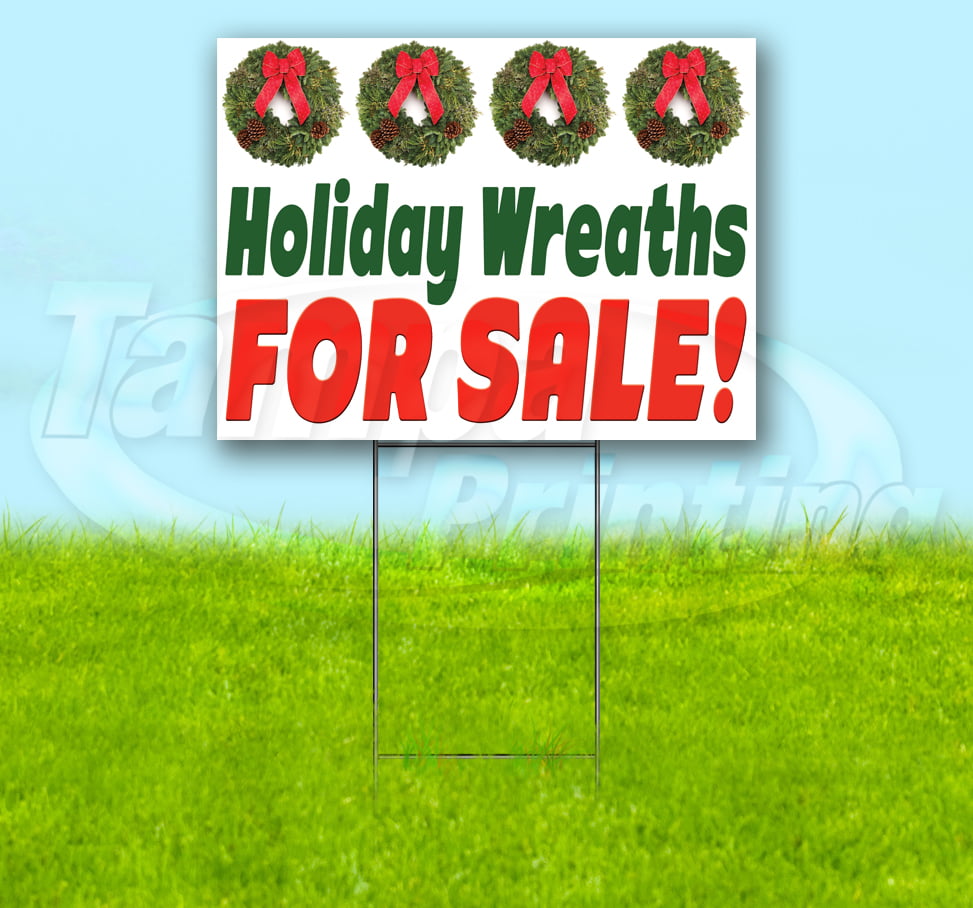 18"x24" Wreaths Yard Sign Fresh Smells Holiday Lights Ornaments Retail Store 