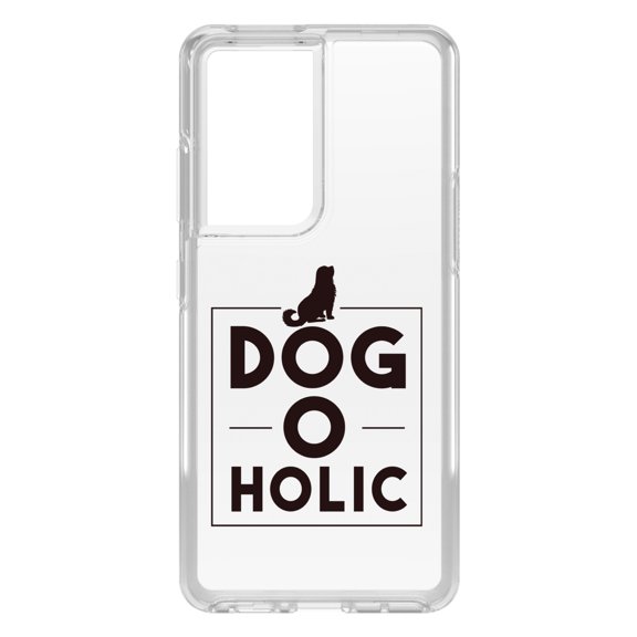DistinctInk Clear Shockproof Hybrid Case for Galaxy S21 ULTRA 5G (6.8" Screen) - TPU Bumper Acrylic Back Tempered Glass Screen Protector - Dog O Holic - Dogoholic