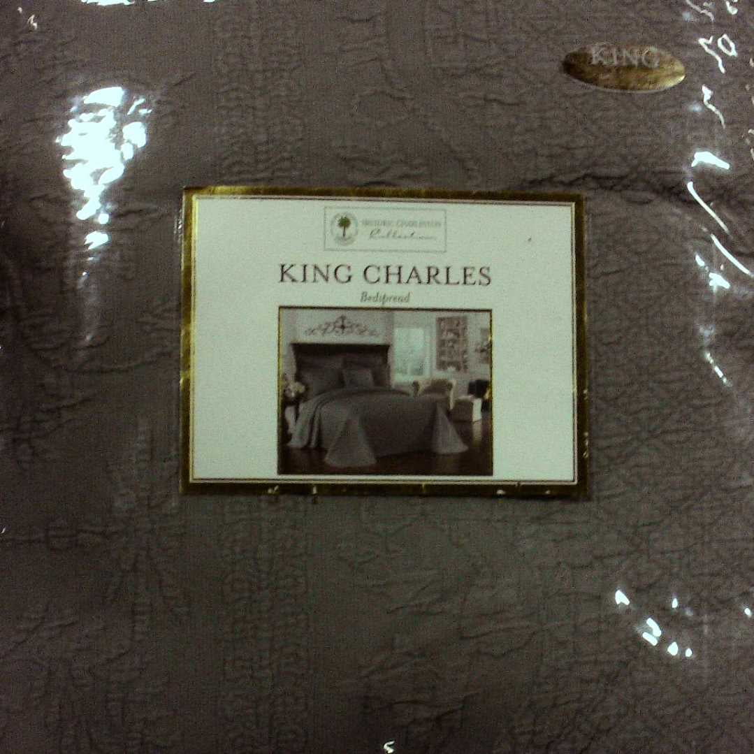 Historic Charleston King Charles Matelasse King Bedspread in Grey