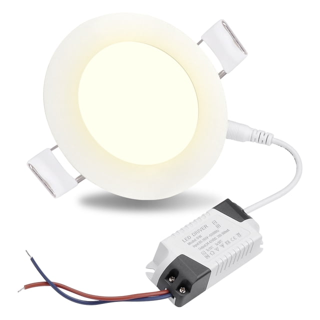DELight 3 Inch LED Recessed Light Ultra-thin Ceiling Light Panel 240LM Canless Wafer Downlight 3000-3500K Warm White 3W Lamp ROHS Certified