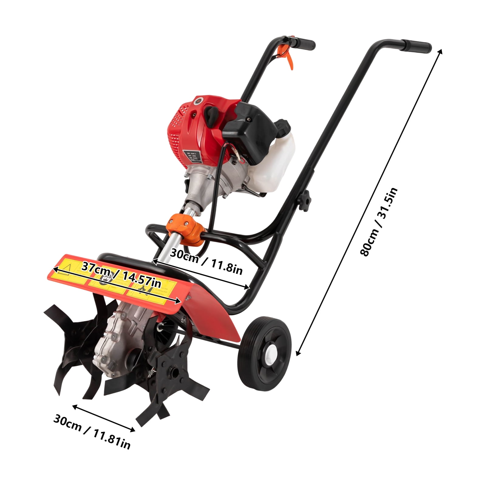 Wildnix Gas Powered Mini Tiller Cultivator, High-Quality Iron & Plastic, Two-Stroke Engine for Stable Power, Easy Operation, 0.2gal Fuel Tank, Long-Lasting Durability for Soil Loosening