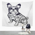 thumbnail image 2 of UFAEZU Vintage Beautiful Bulldog Pug Dog with Decorated in Flash Tattoos Character Wall Art Hanging Tapestry Home Decor for Living Room Bedroom Dorm 51x60 inch, 2 of 2