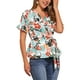 thumbnail image 4 of Blusa de peplum con envoltura para mujer INSPIRE CHIC, verano 2026, floral, de manga corta, con volantes, cuello en V, con cinturón, L, floral blanco, 4 of 6