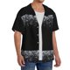 thumbnail image 2 of Balery Silver Glitter1 Camisa Casual de Manga Corta con Botones para Hombre, Texturizada, Estilo Cubano, para Playa, Verano-3X-Large, 2 of 5