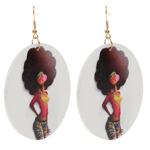 Mujer Africana Pendiente Colgante Grande de Natural Tribal Boho Joyas - Multicolor
