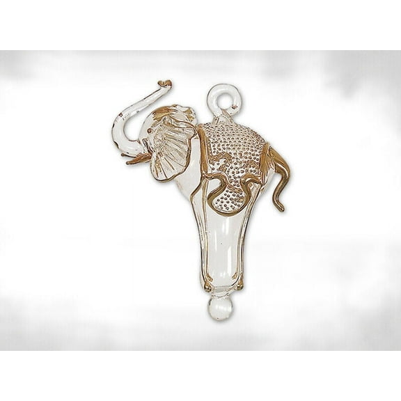 Clear and Gold Elephant Egyptian Glass Christmas Tree Ornament Decoration Egypt